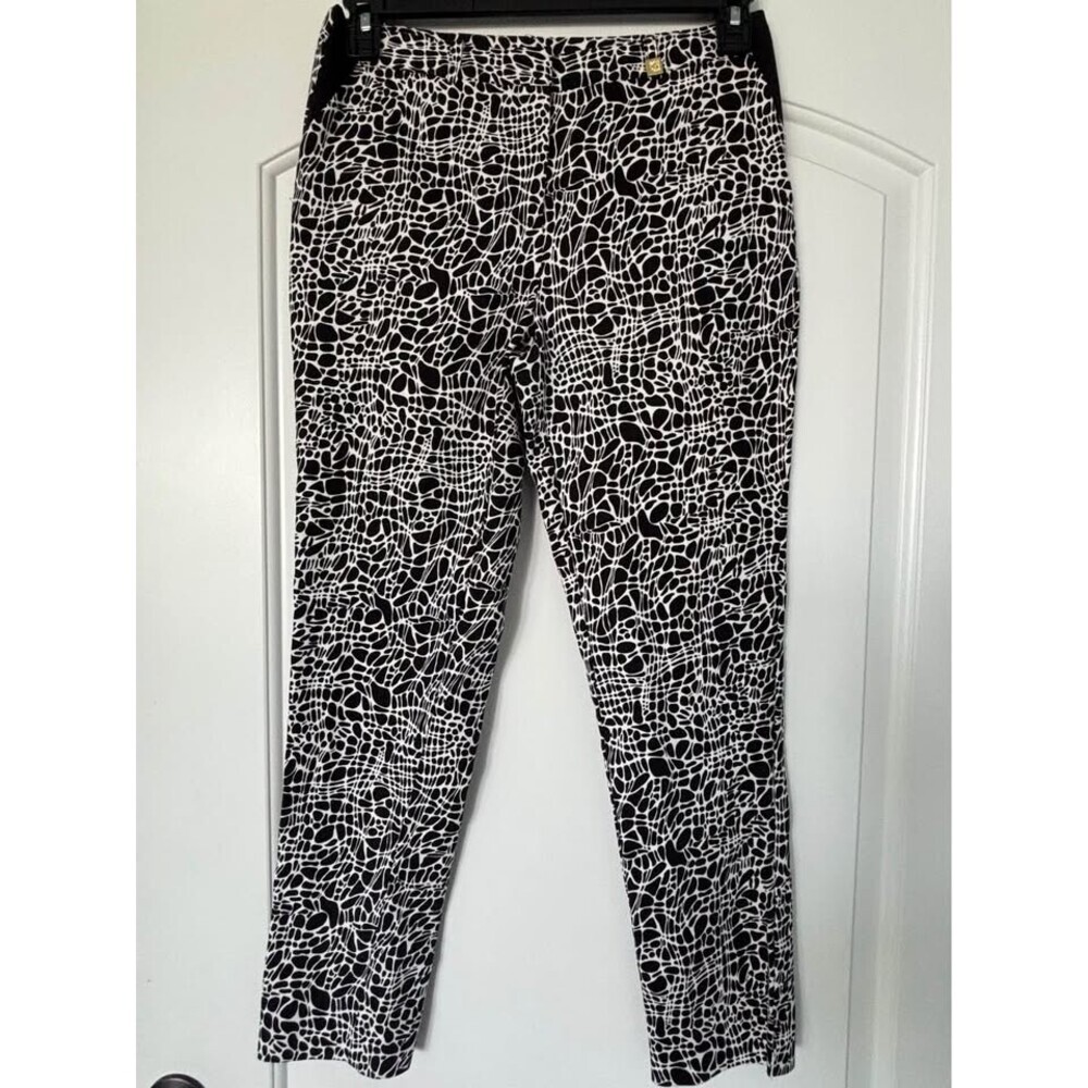 Anne Klein Black and White Crackle Print Pull-On Slim Ankle Pants - Size 6